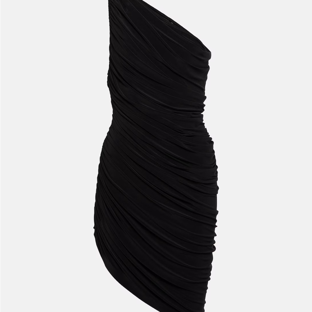 Norma Kamali Diana Asymmetrical Ruched Minidress Size Xl